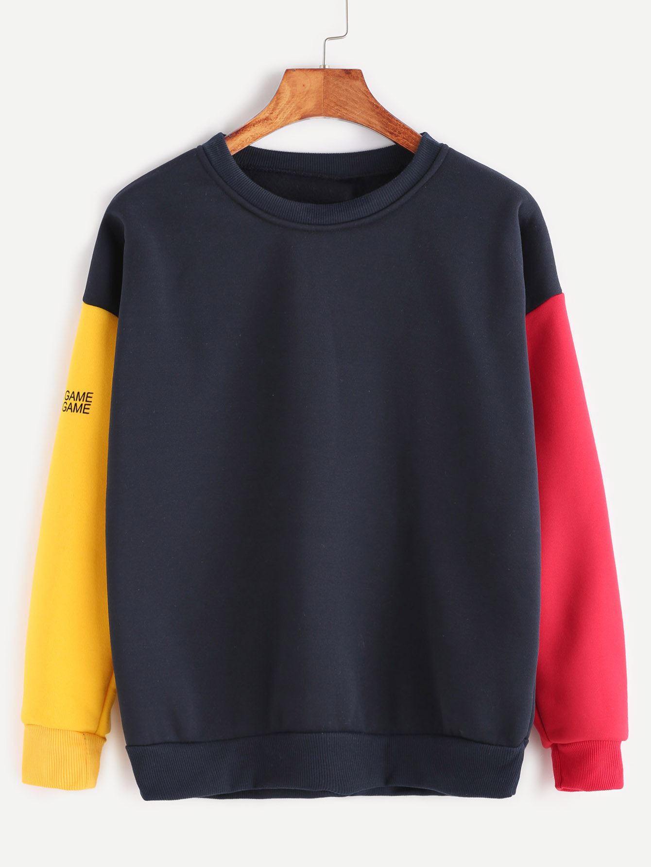 contrast sleeve letter print sweatshirt shein sheinside contrast sleeve letter print sweatshirt shein sheinside