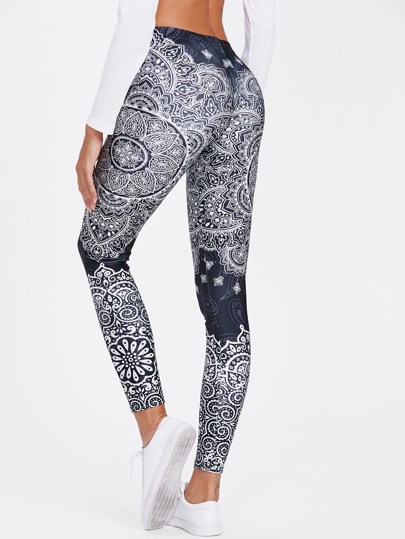 Ornate Print Leggings SheIn(Sheinside)