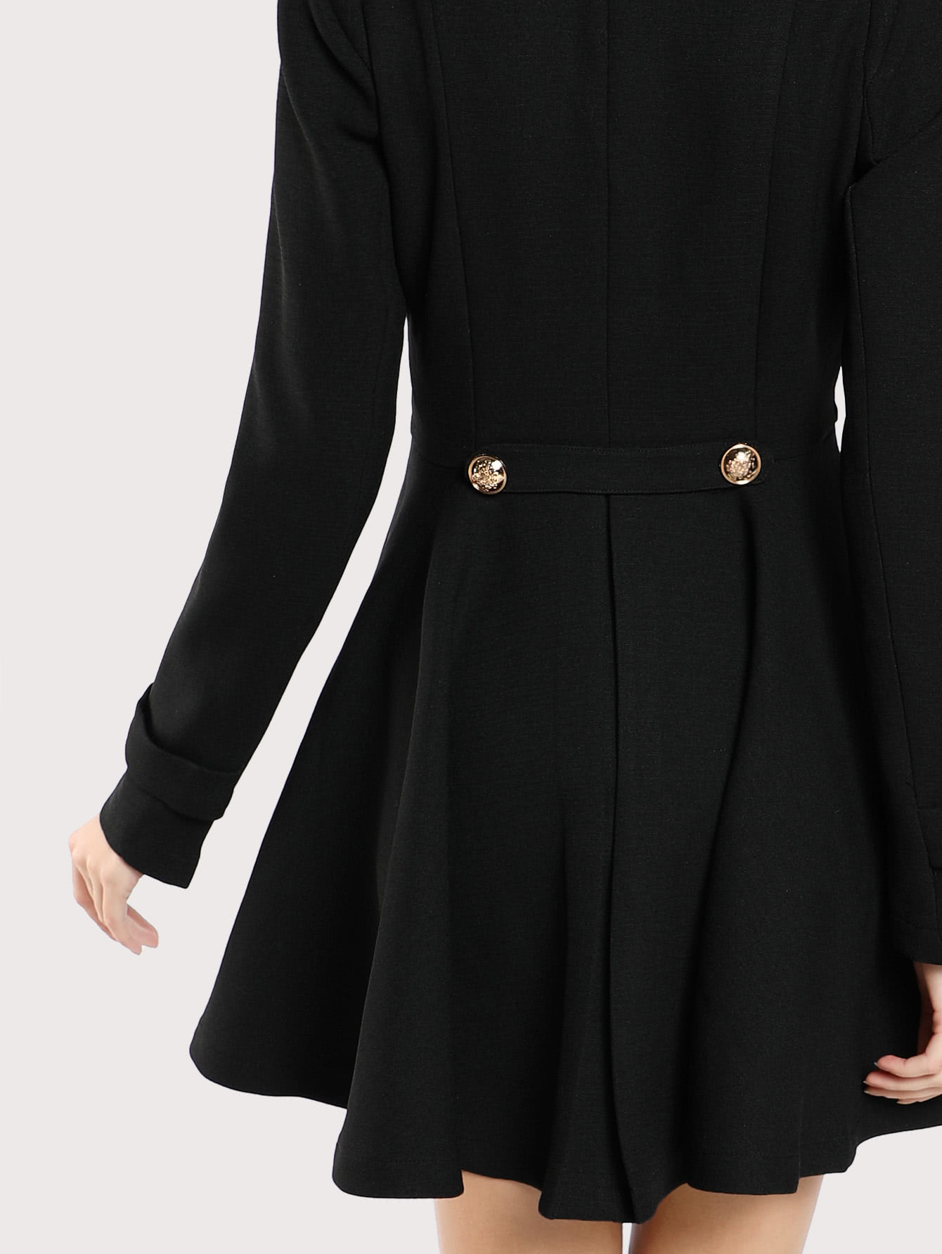 Long Sleeve Longline Jacket Dress BLACK SheIn(Sheinside)