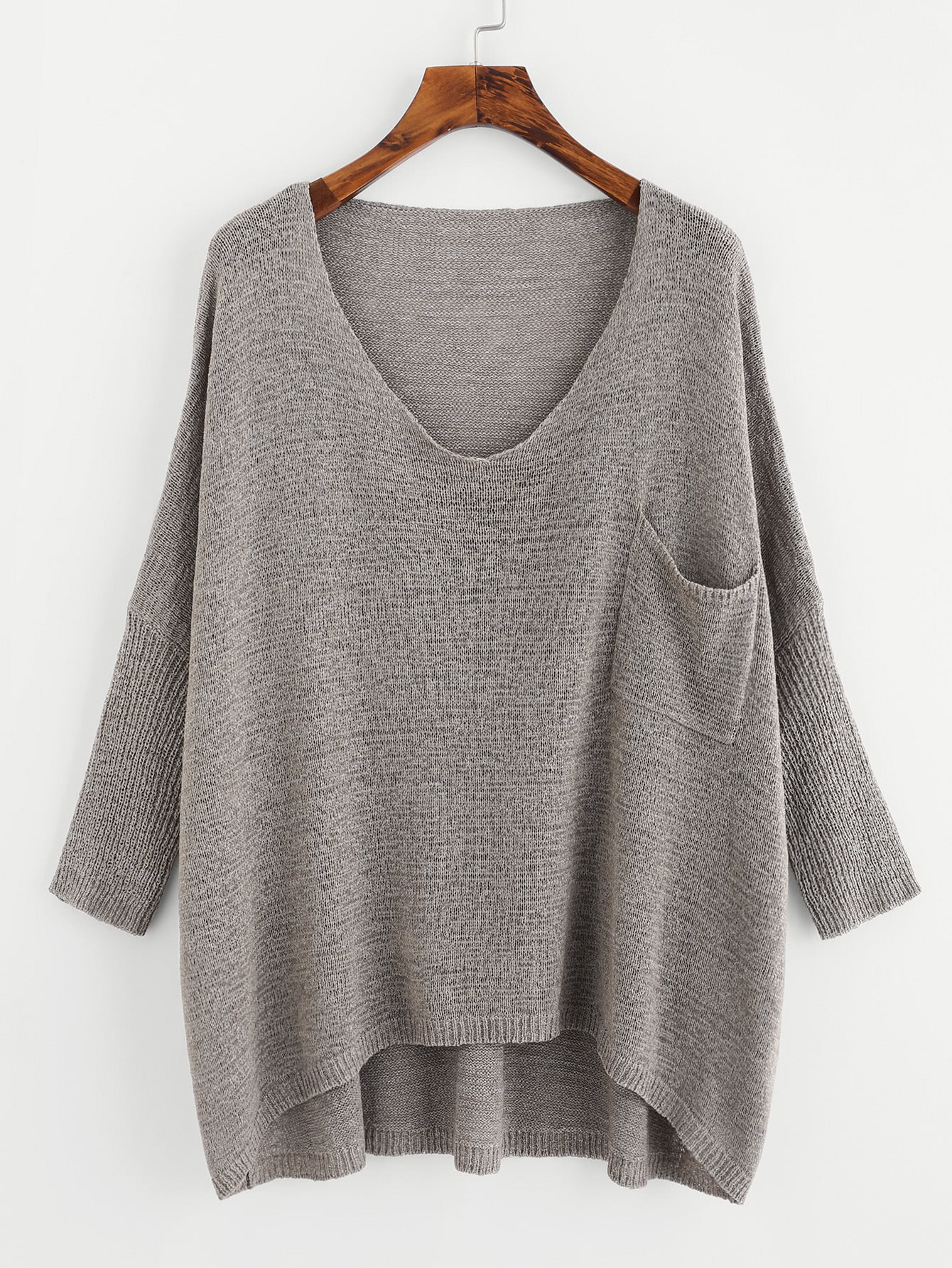 Модный асимметричный джемпер с карманом