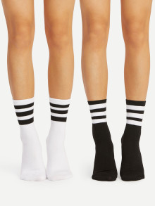Striped Detail Ankle Socks 2pairs