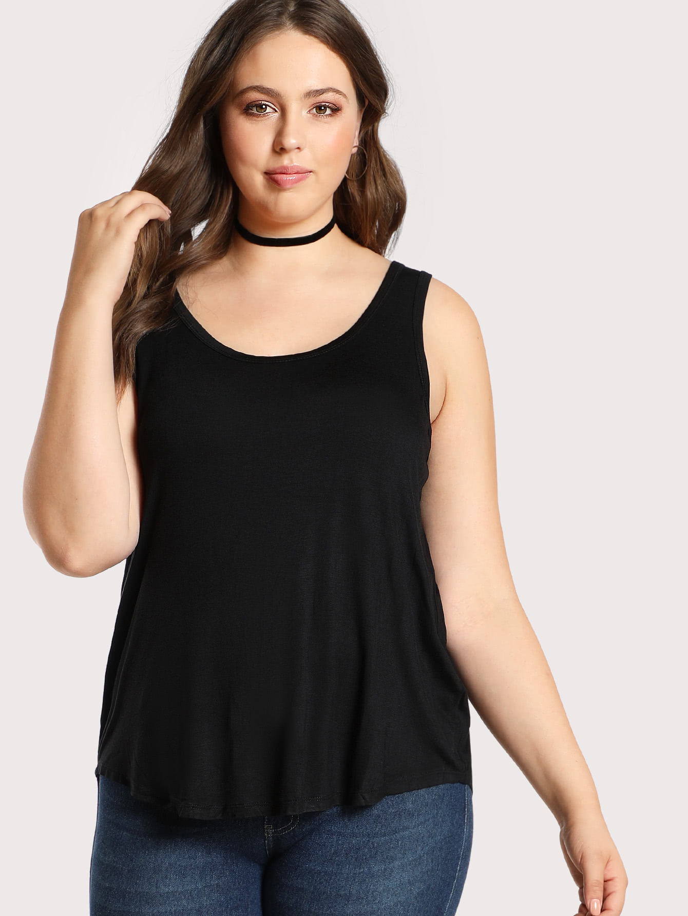 Plus Solid Tank Top SheIn(Sheinside)