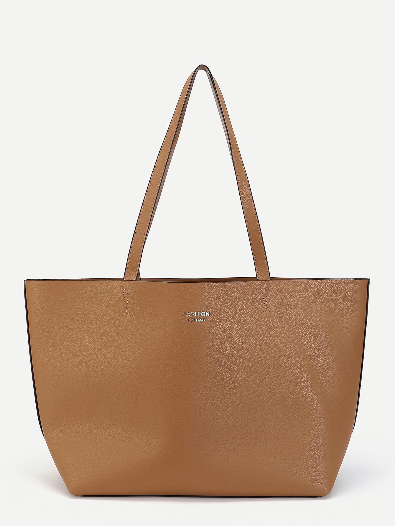 PU Tote Bag With Sequin Clutch SheIn(Sheinside)