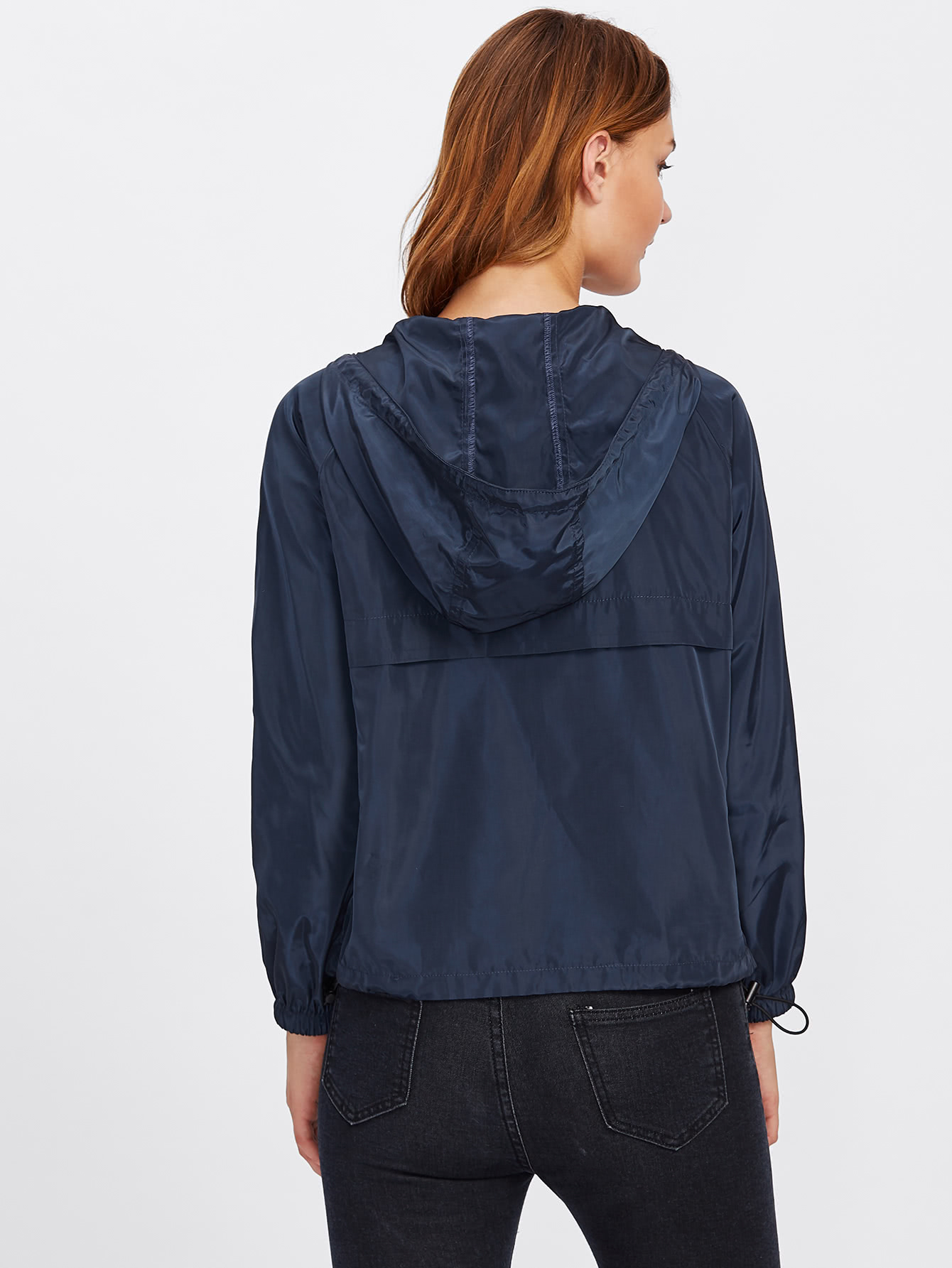 pocket front drawstring hem hooded windbreaker pullover pocket front drawstring hem hooded windbreaker pullover