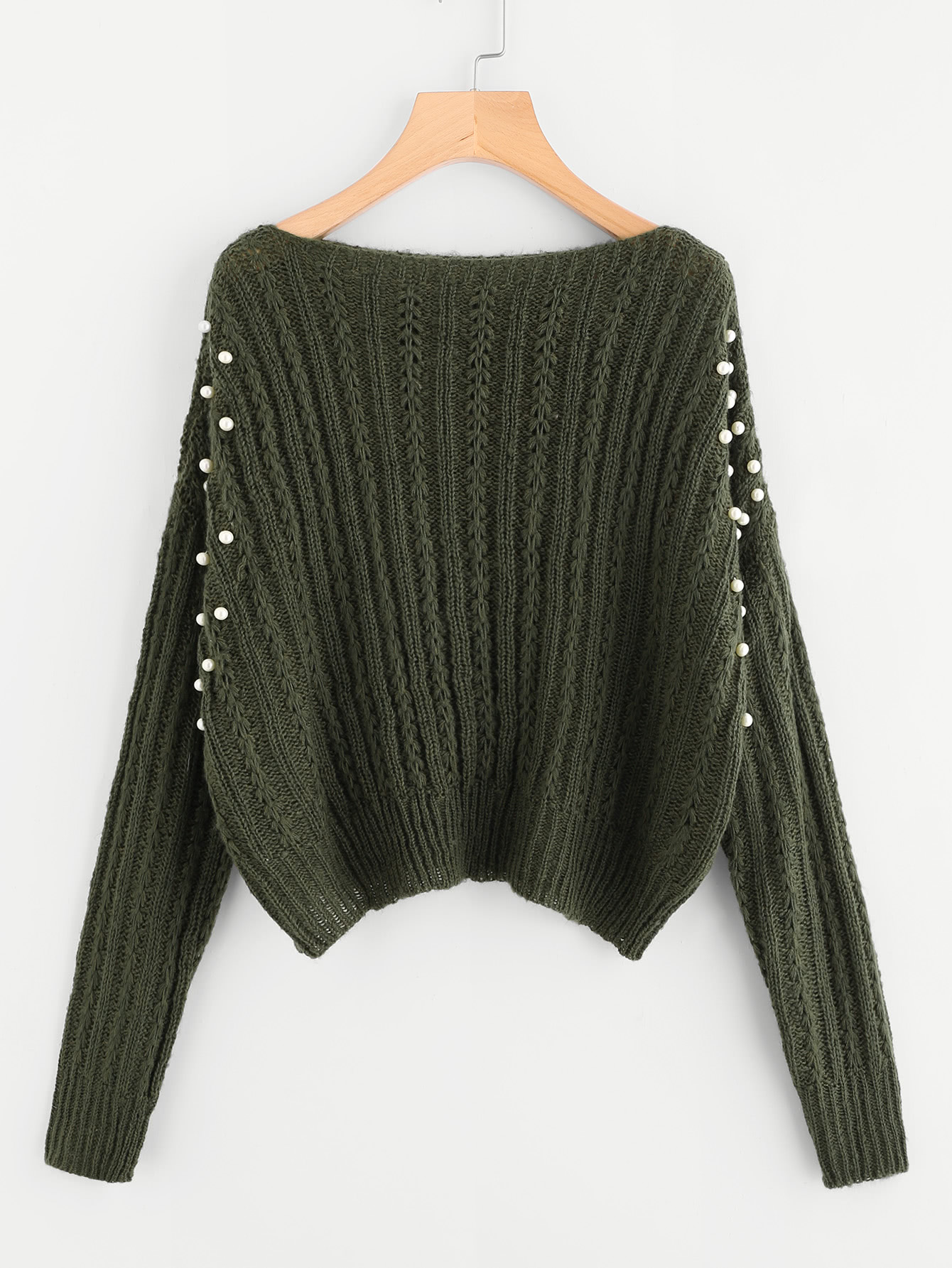 Модный вязаный джемпер с бусинами