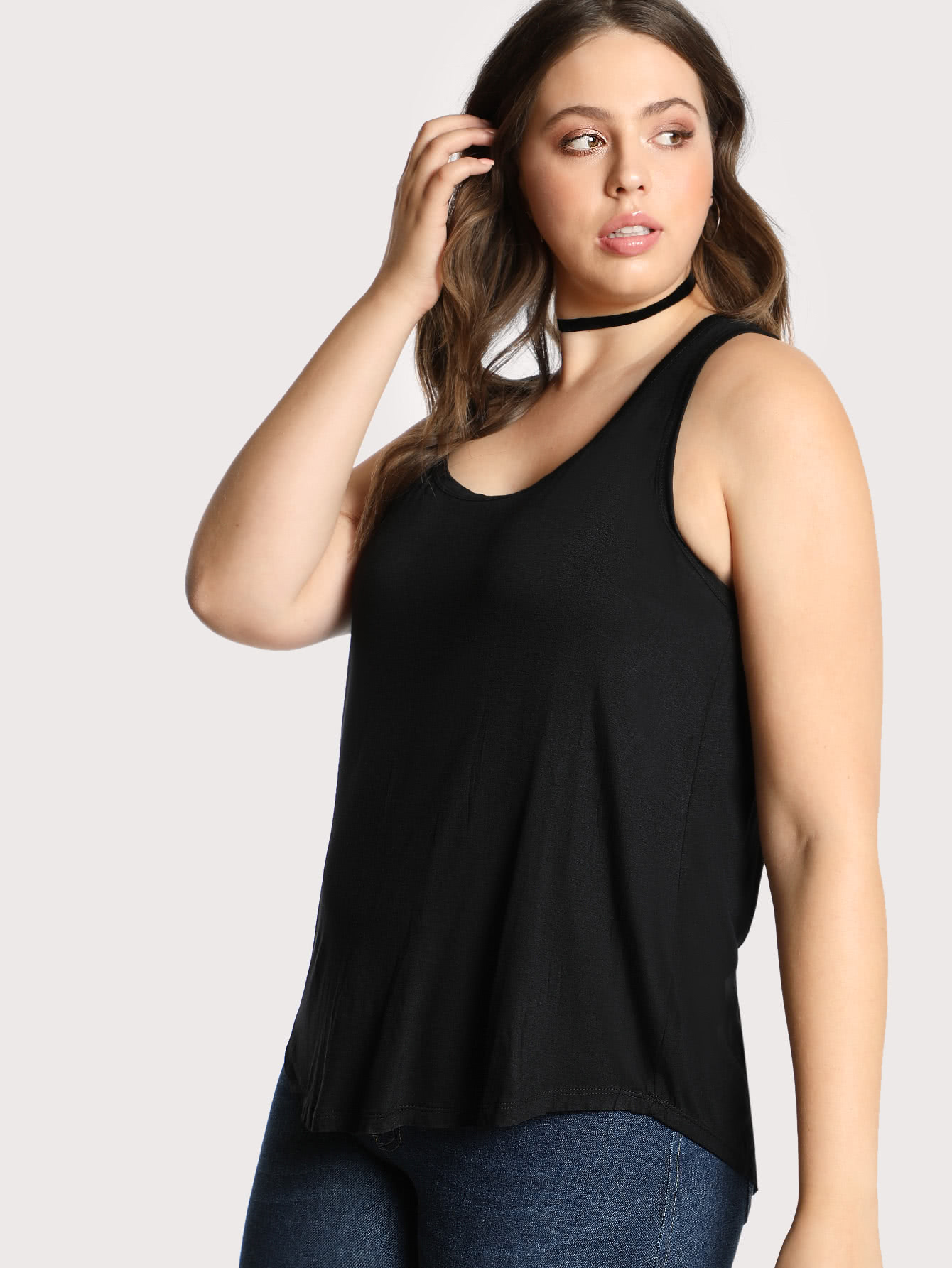 Plus Solid Tank Top SheIn(Sheinside)