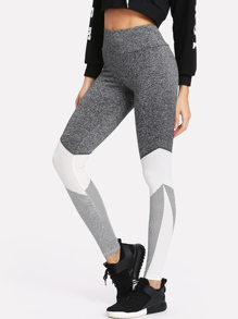 Wide Waistband Cut And Sew Leggings