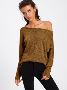 Asymmetric Shoulder Batwing Sleeve Sweater