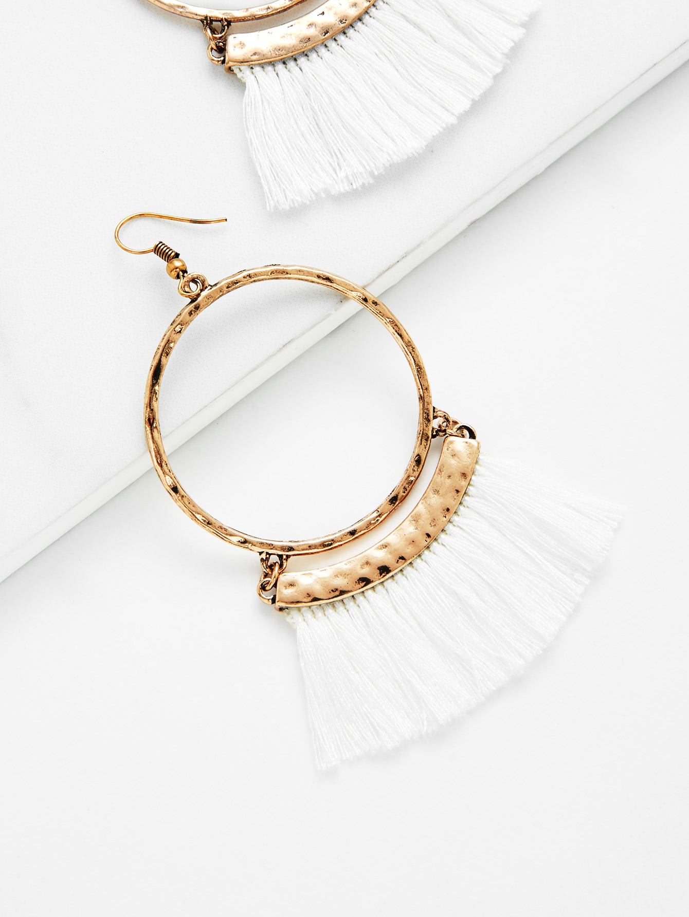 Fringe Tassel Hoop Drop Earrings SheIn(Sheinside)