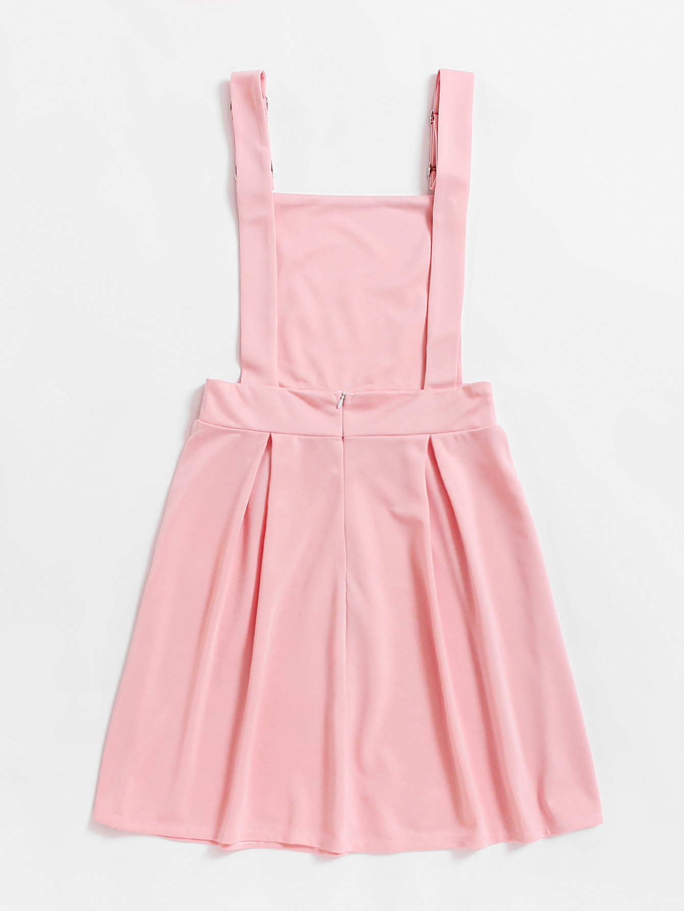Pleated Zip Up Back Pinafore Dress SheIn(Sheinside)