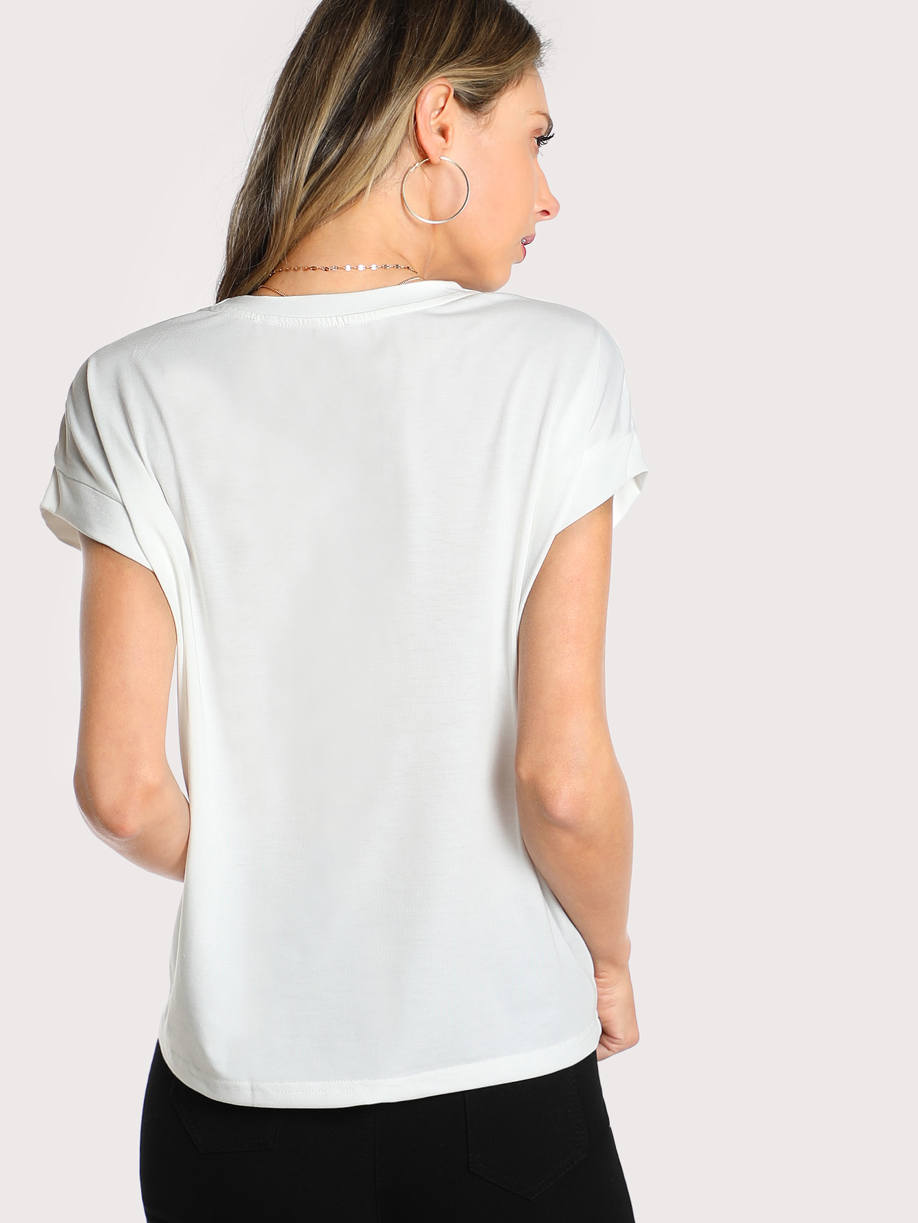 Tassel Detail Embroidery Dolman Top SheIn(Sheinside)