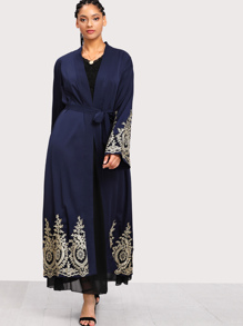 Plus Lace Crochet Contrast Tie Waist Coat