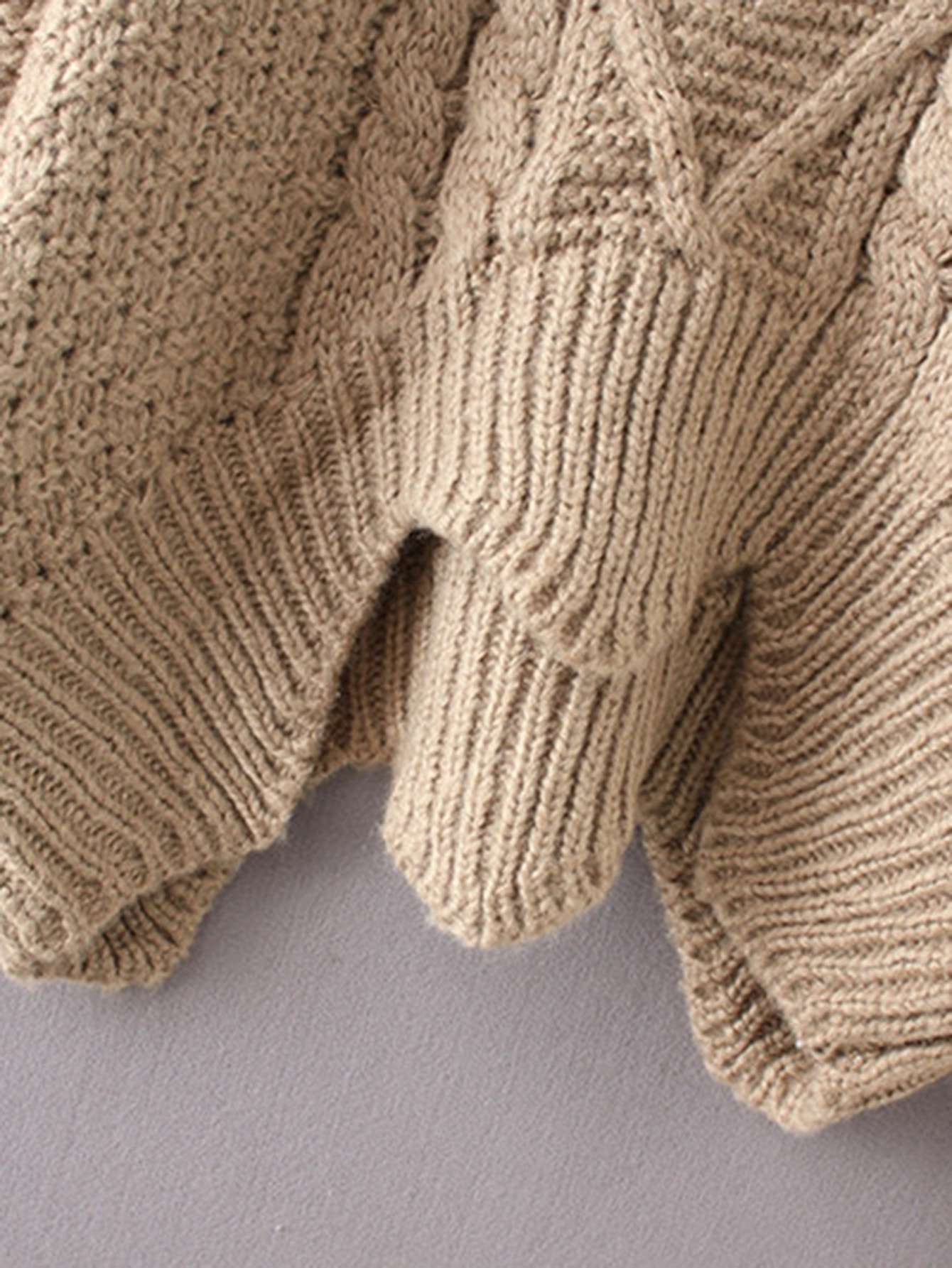 Cable Knit Turtleneck Asymmetrical Sweater SheIn(Sheinside)