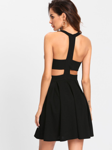 Cut Out Y-Back Box Pleated Dress