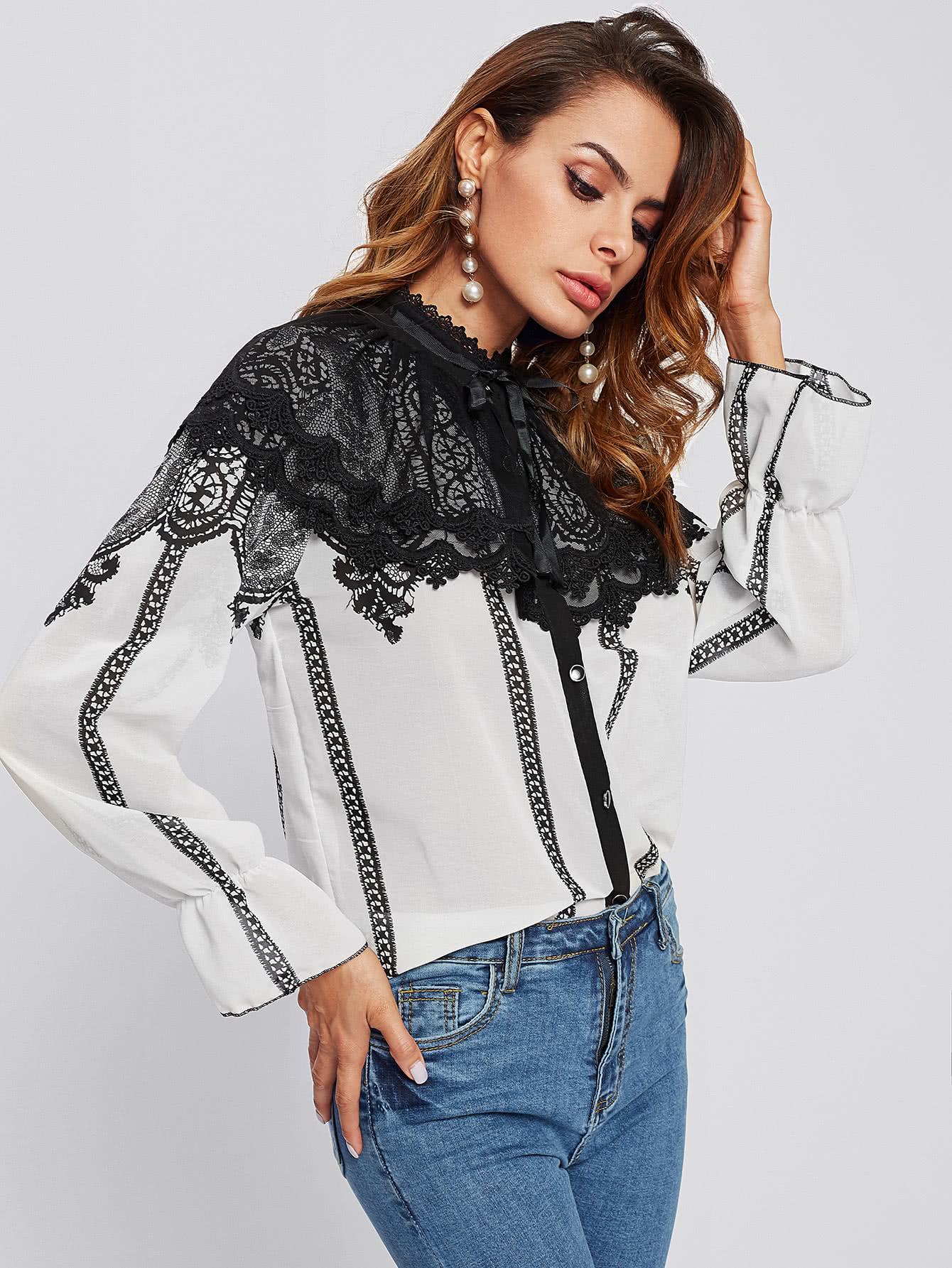 womens bow tie blouse