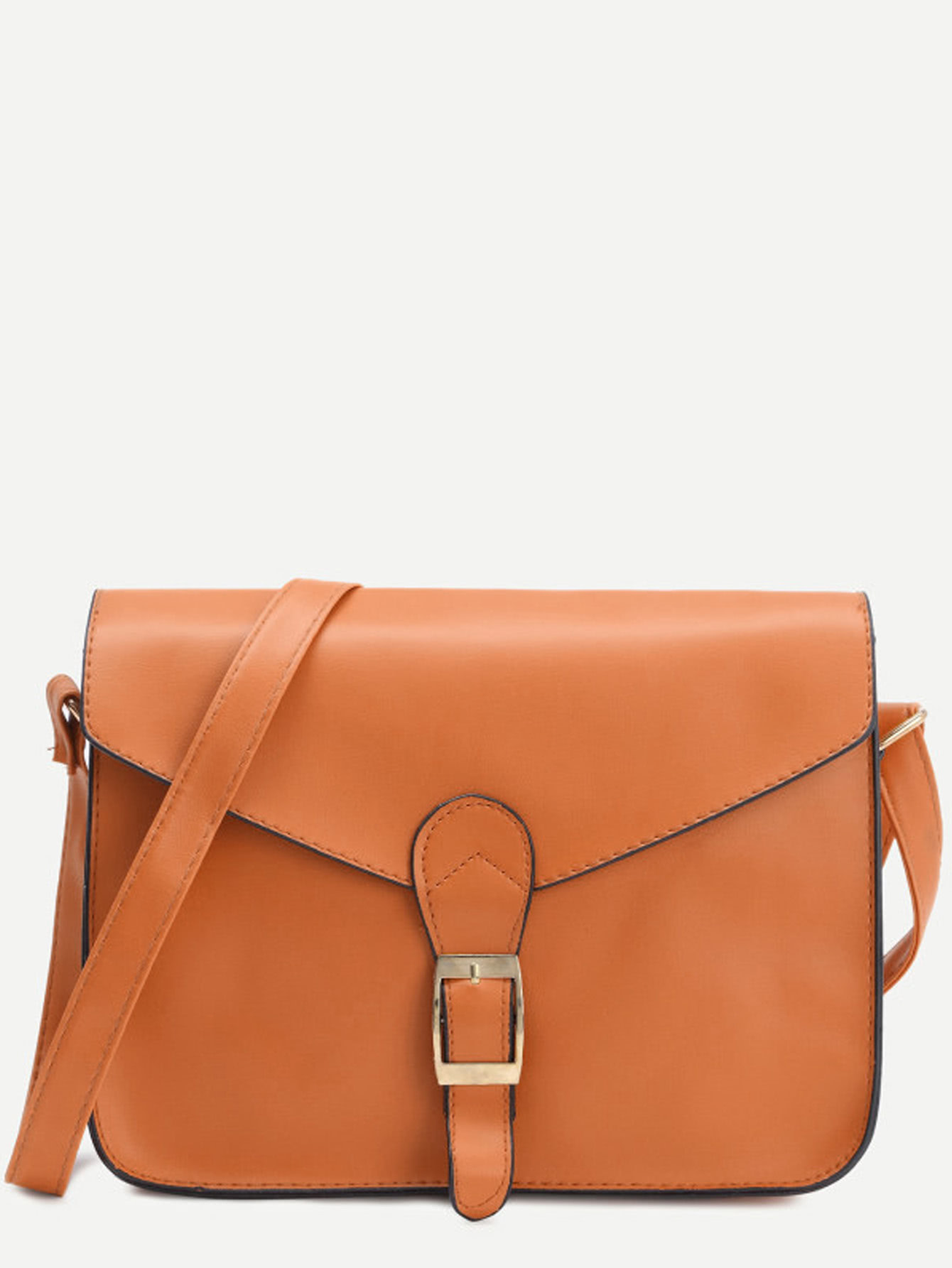 Фото #1: Yellow Faux Leather Flap Strap Buckle Bag