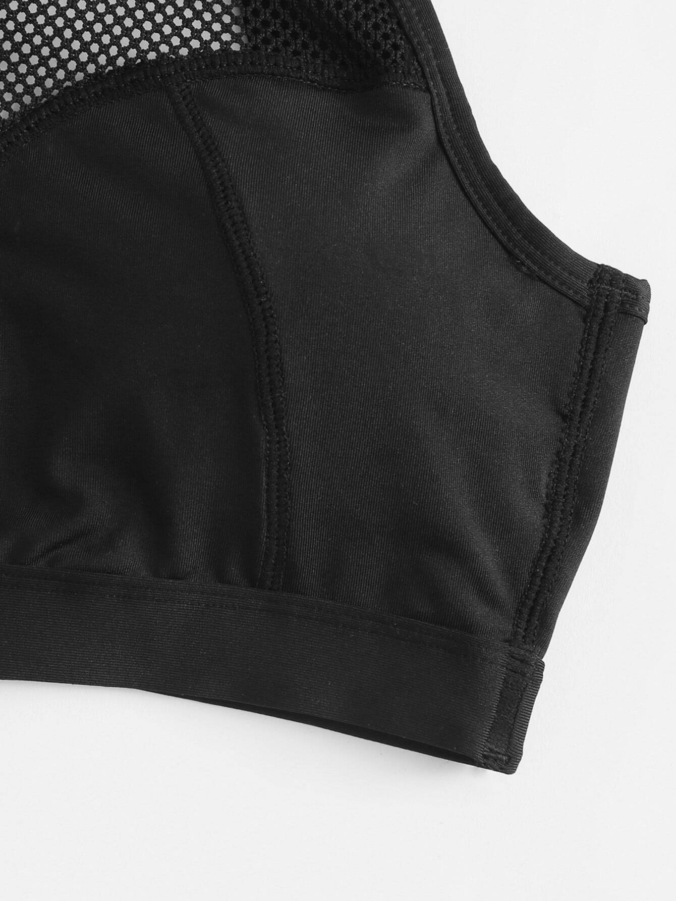 Net Insert Sports Bra SHEIN(SHEINSIDE)