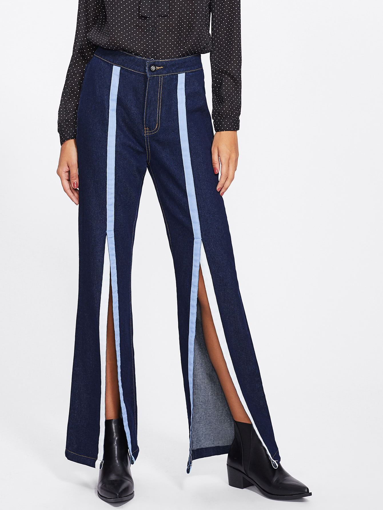 Модные джинсы с вырезом