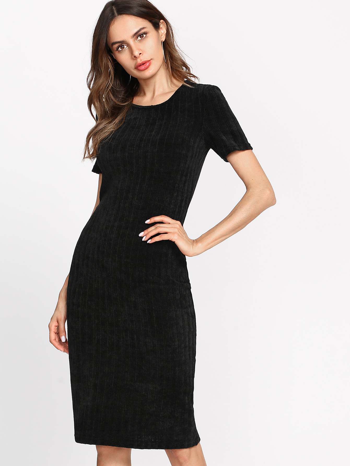 Form Fitting Ribbed Knit Dress SheIn(Sheinside)