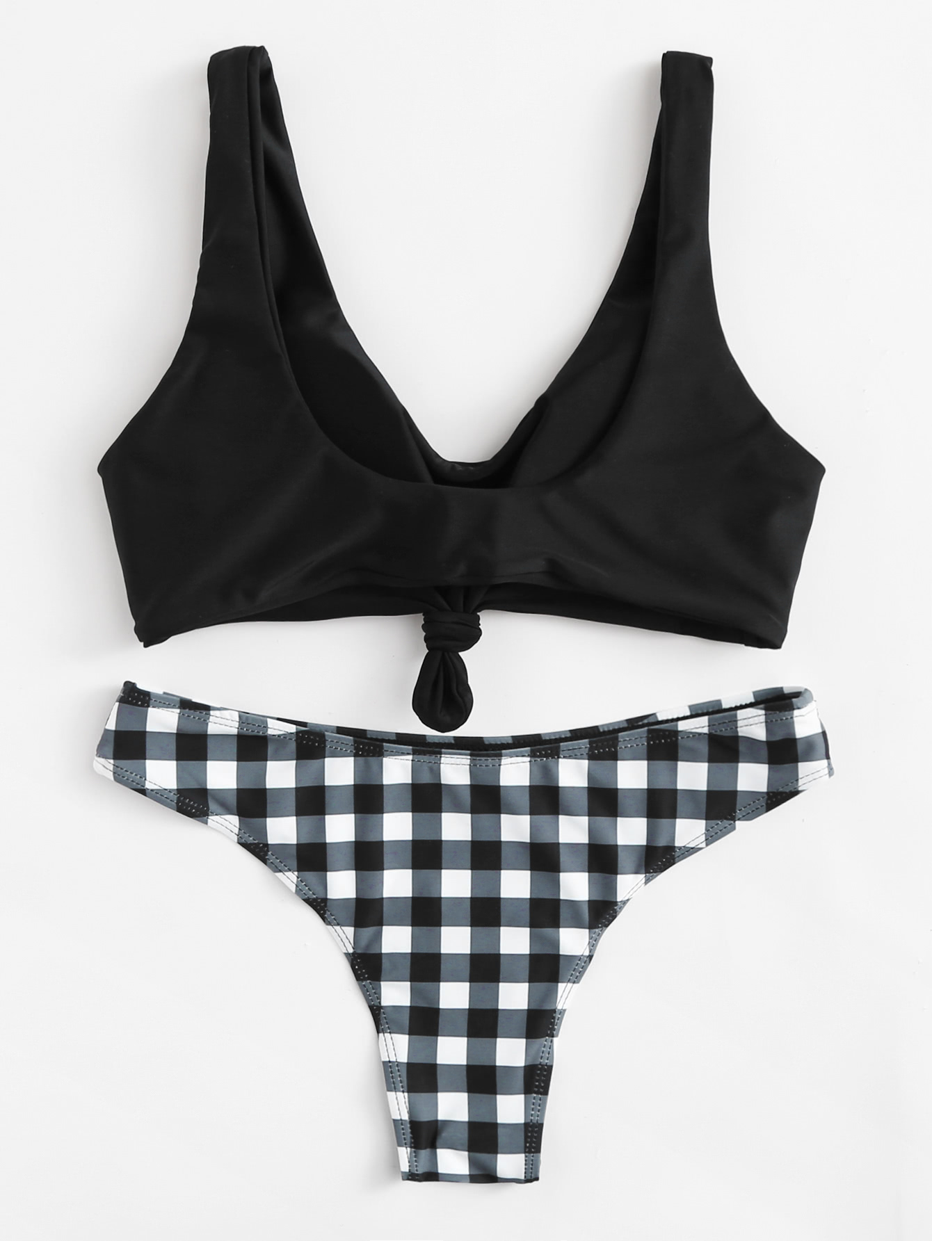 Gingham Knot Bikini SetFor Womenromwe