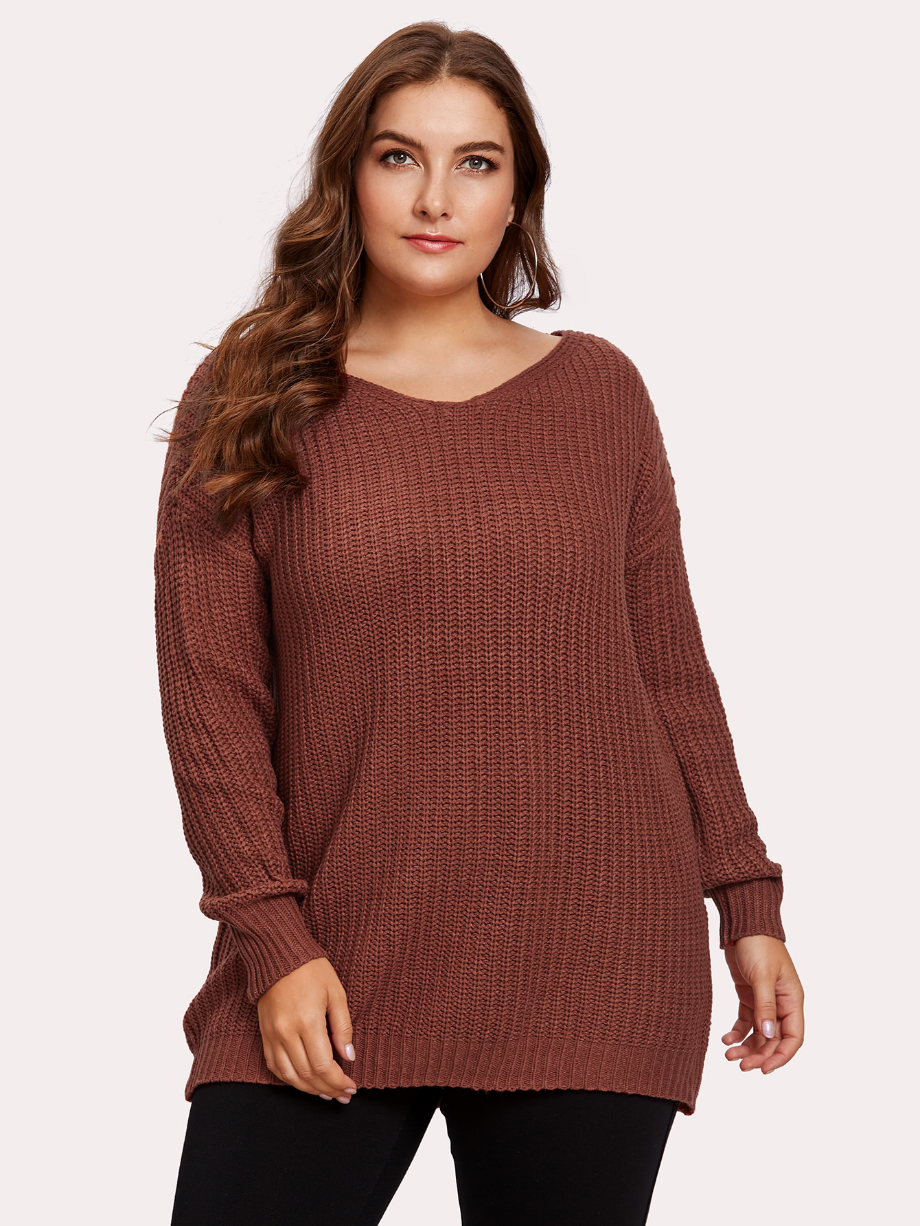 Plus Drop Shoulder Oversized Sweater SheIn(Sheinside)