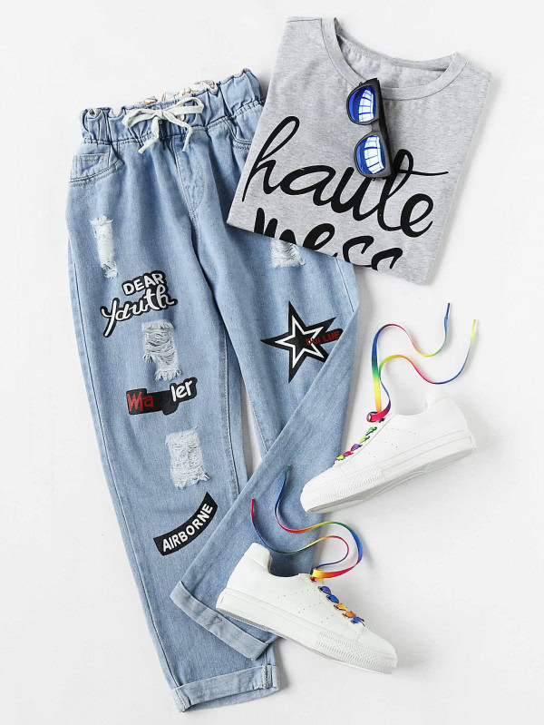 Ремнированные наручные офсетные печатные джинсы