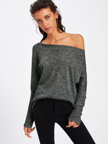 Asymmetric Shoulder Batwing Sleeve Sweater