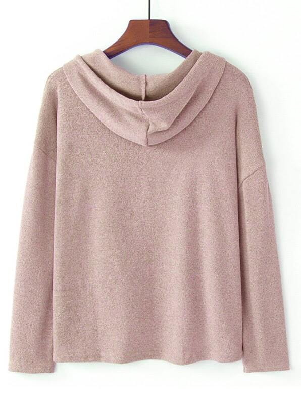 Drop Shoulder Dip Hem Hoodie SheIn(Sheinside)