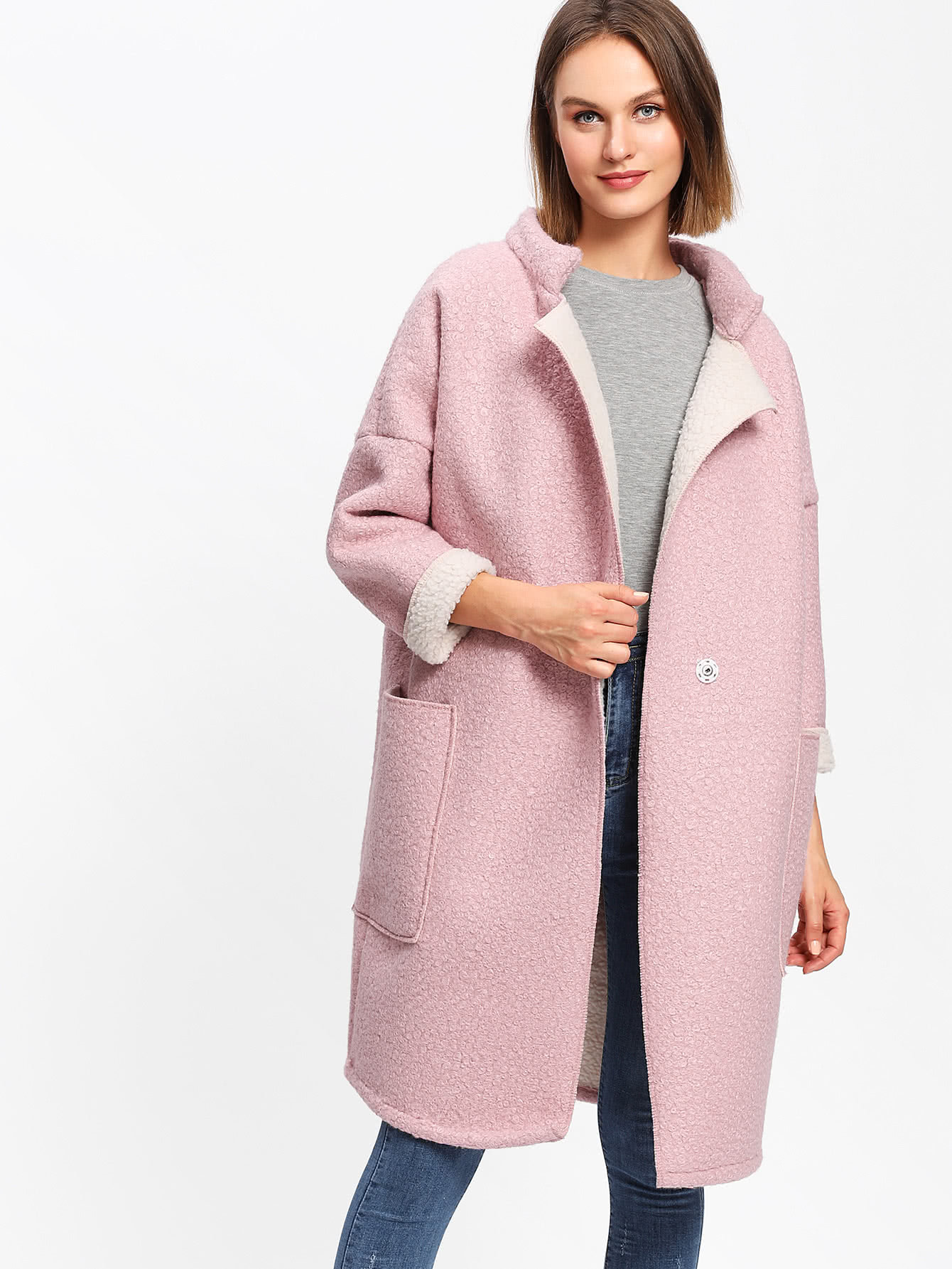 Drop Shoulder Coat SheIn(Sheinside)