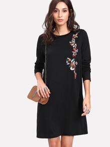 Flower Embroidered Flowy Dress
