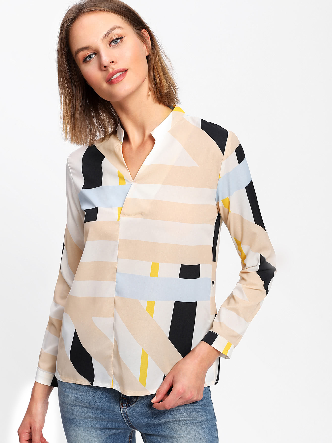 Geometric Print Top EmmaClothWomen Fast Fashion Online