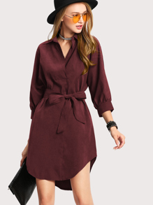 High Low Curved Hem Shirt Dress