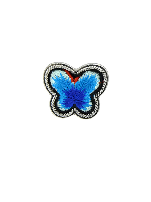 Blue Handmade Embroidery Butterfly Finger Ethnic Rings