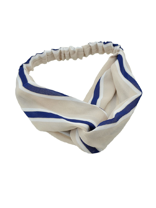 Beige Cloth Stripe Pattern Elastic Headbands Headwear