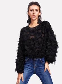 Fringe Patch Mesh Top