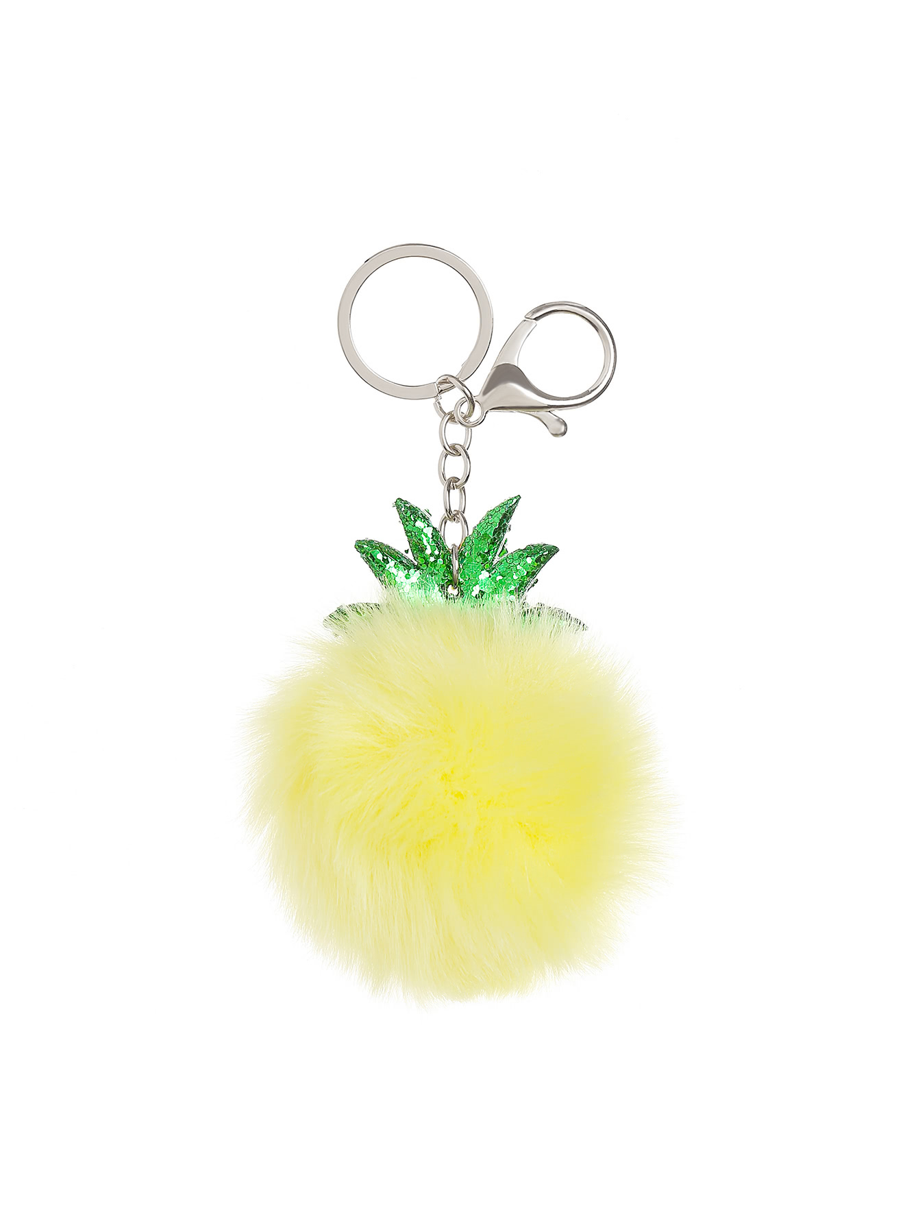 Pineapple Shaped Keychain With Pom Pom pineapple shaped pu bag