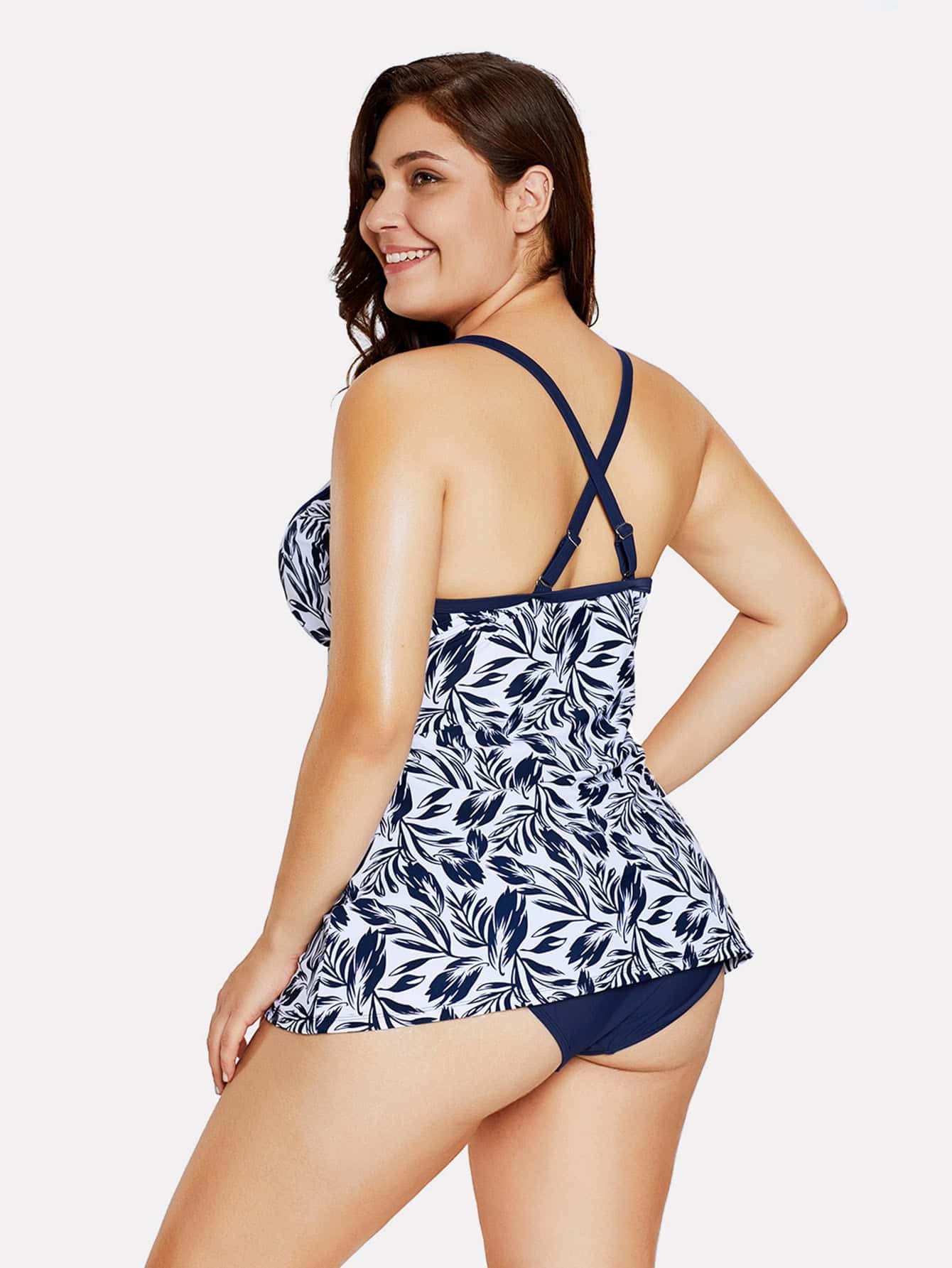 shein two tone tie front one piece swimwear