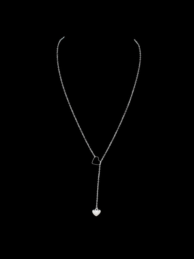 Silver Boho Chic Chain Heart Pendant Necklace silver full heart diamond necklace