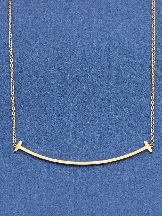 Rosegold Long Chain Geometric Pattern Necklace