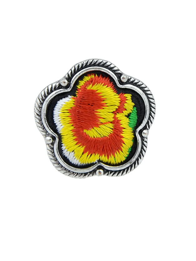 Yellow Handmade Embroidery Flower Finger Rings