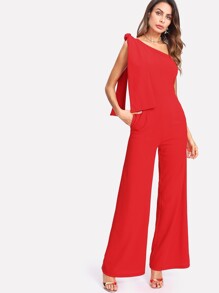 Knot One Shoulder Palazzo Jumpsuit