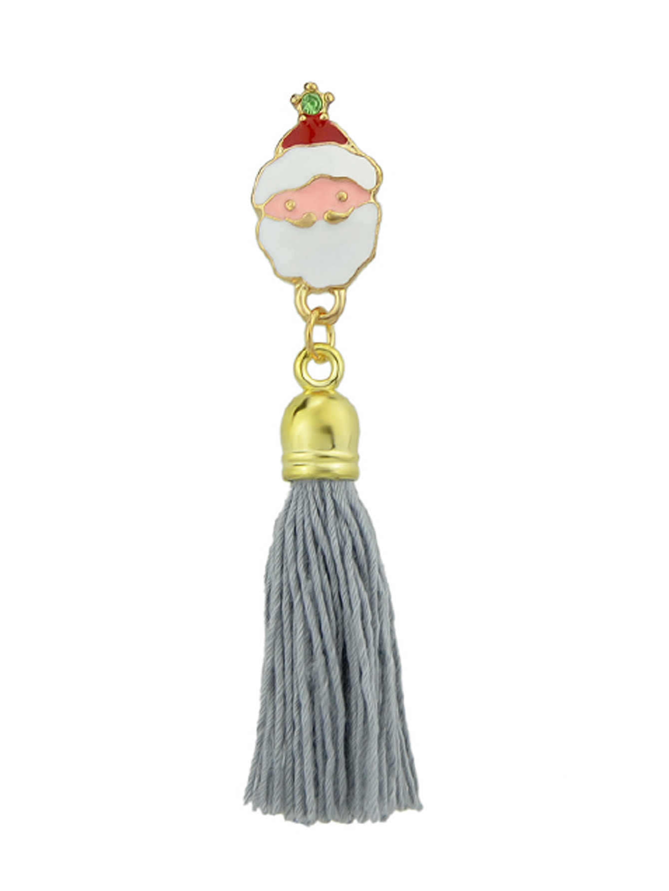 Santa-Gray Christmas Jewelry White Red Enamel With Tassel Deer Gift Box Tree Santa Brooches