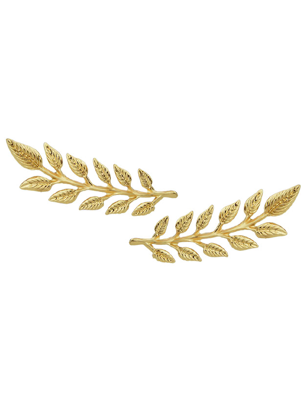 2 Pcs/Pair Fashion Gold-Color Leaf Brooches Pin Tie Clips