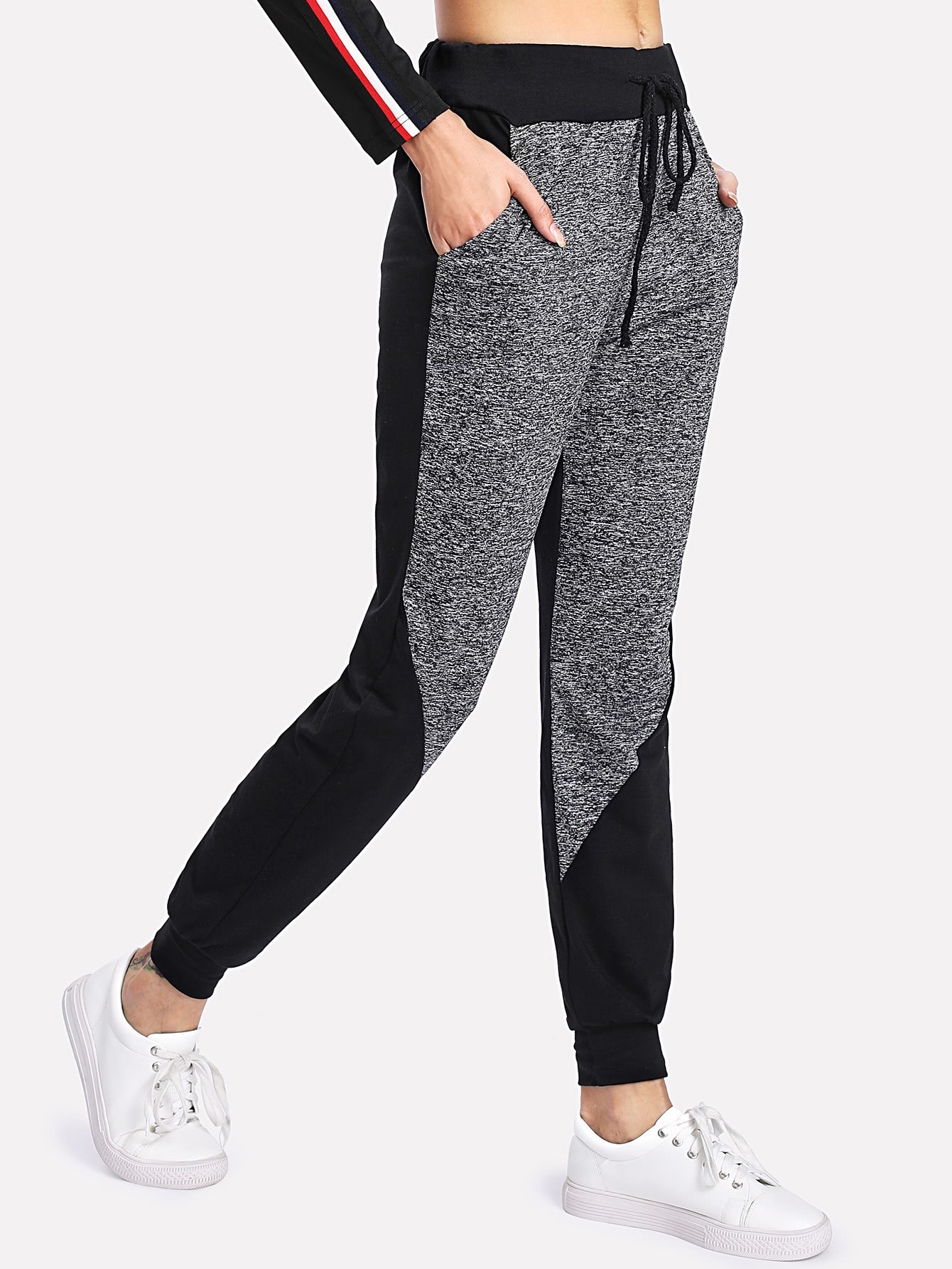 цена Marled Panel Drawstring Sweatpants