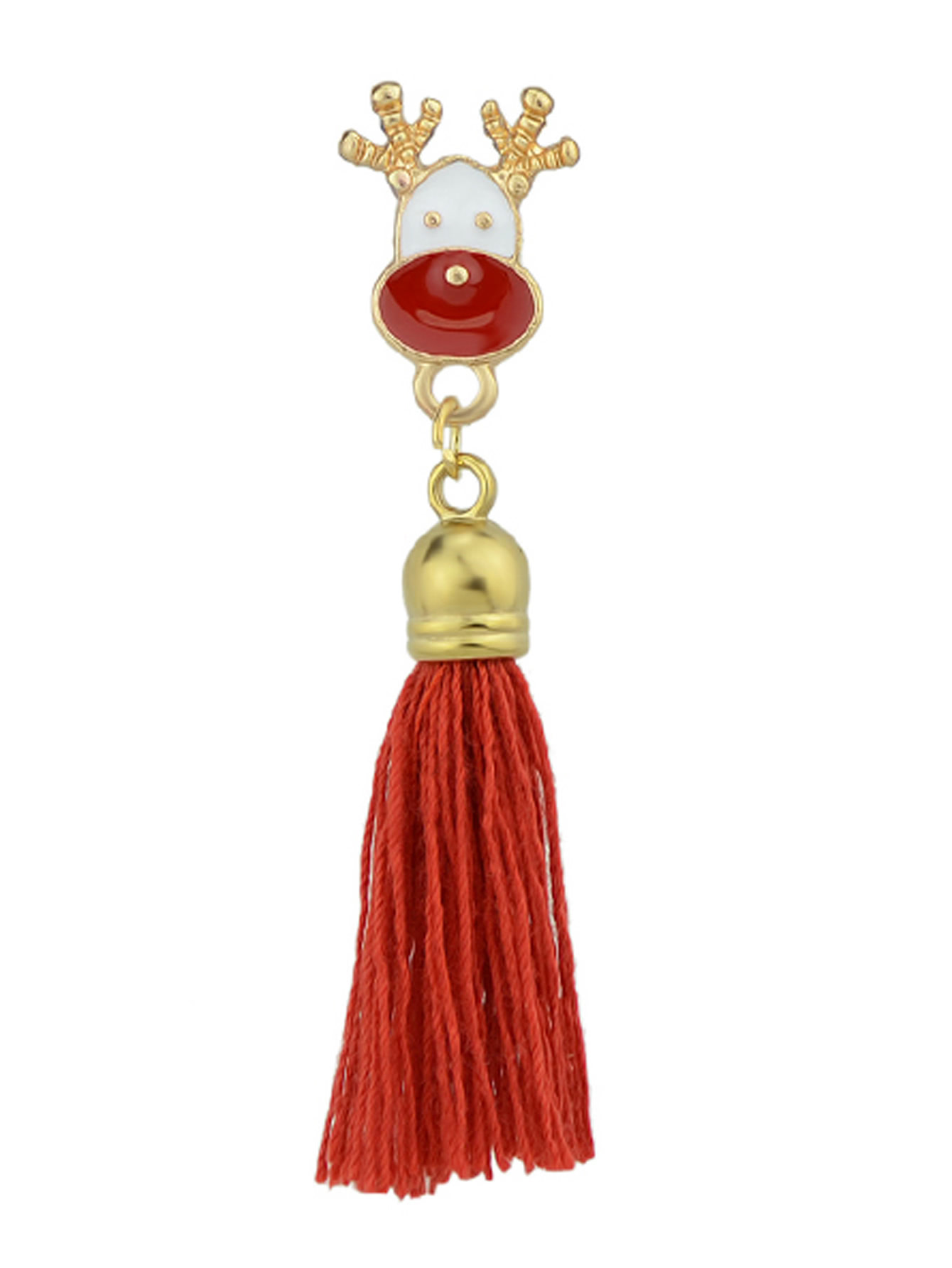 Deer-Red Christmas Jewelry White Red Enamel With Tassel Deer Gift Box Tree Santa Brooches