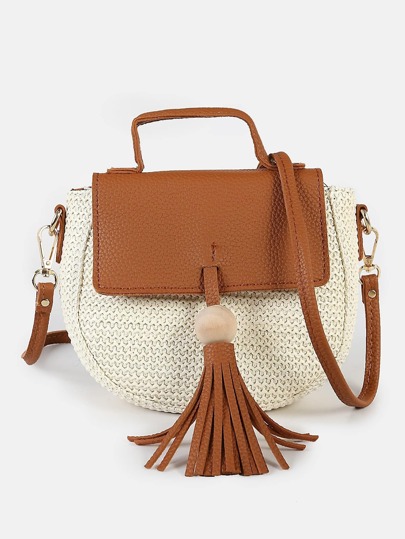 black and cream purse
