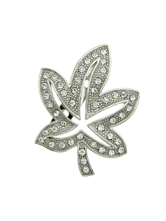 Silver Rhinestone Leaf Brooch Women Accessories