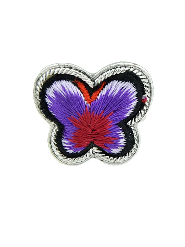 Purple Handmade Embroidery Butterfly Finger Ethnic Rings