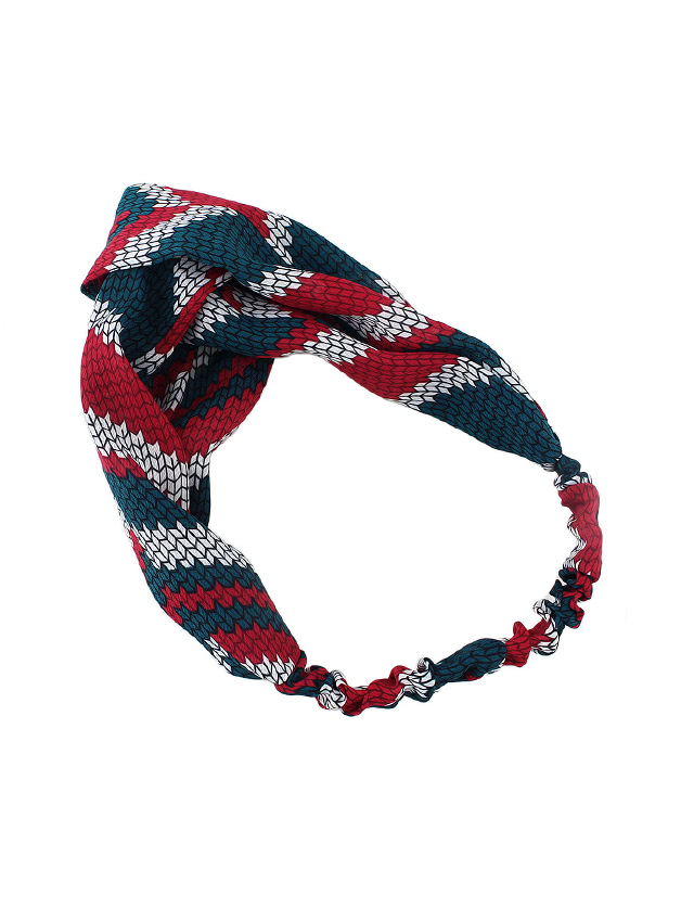 Red-Green Elastic Colorful Polyester Geometric Print Headbands