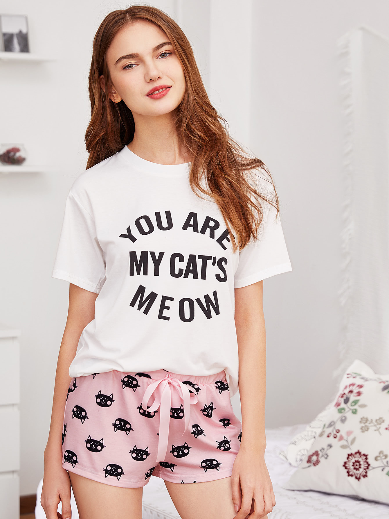 Модная пижама с текстовым принтом